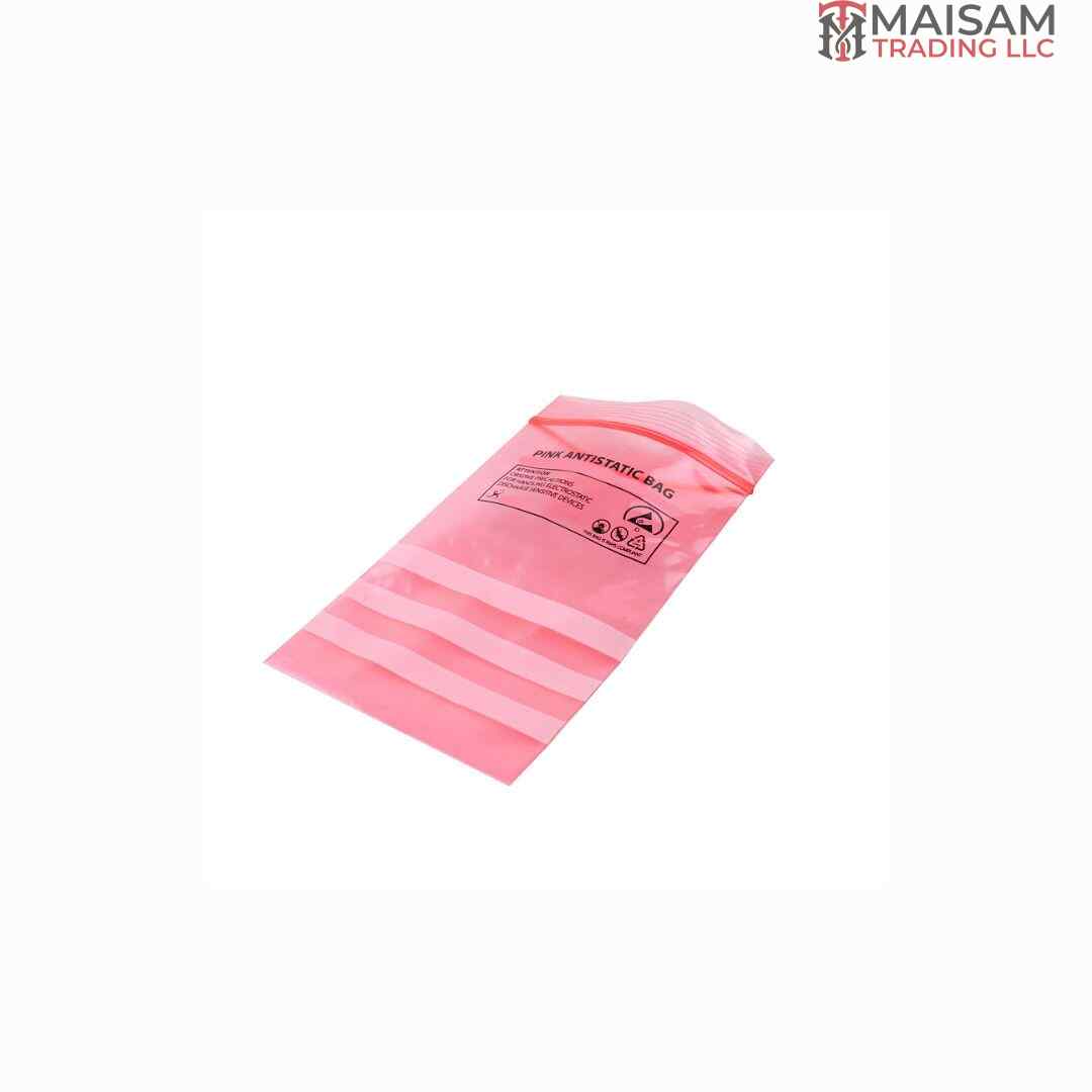 Pink ESD Bags Zip Lock Antistatic Grip Seal Bags for electronics — resealable antistatic bags available in UAE from Maisam Trading LLC