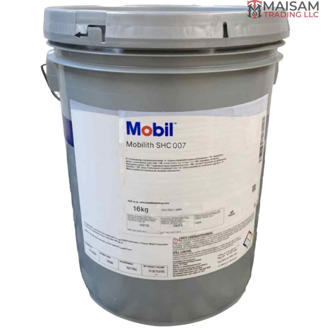 Mobil Mobilith SHC 007 synthetic EP gear grease NLGI 00 16kg bucket — available in UAE from Maisam Trading LLC