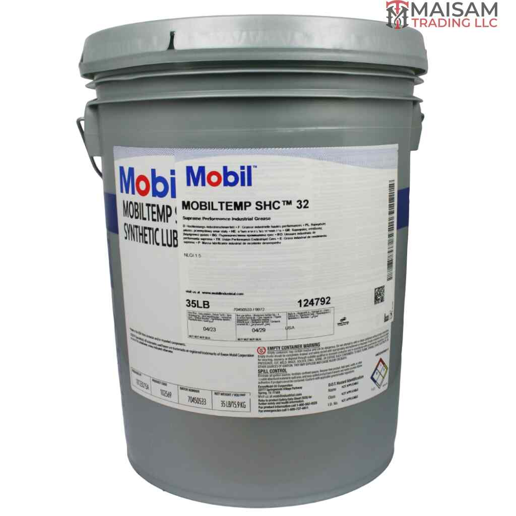 Mobil Mobiltemp SHC 32 Performance Antiwear Grease 16kg Bucket — available in UAE from Maisam Trading LLC