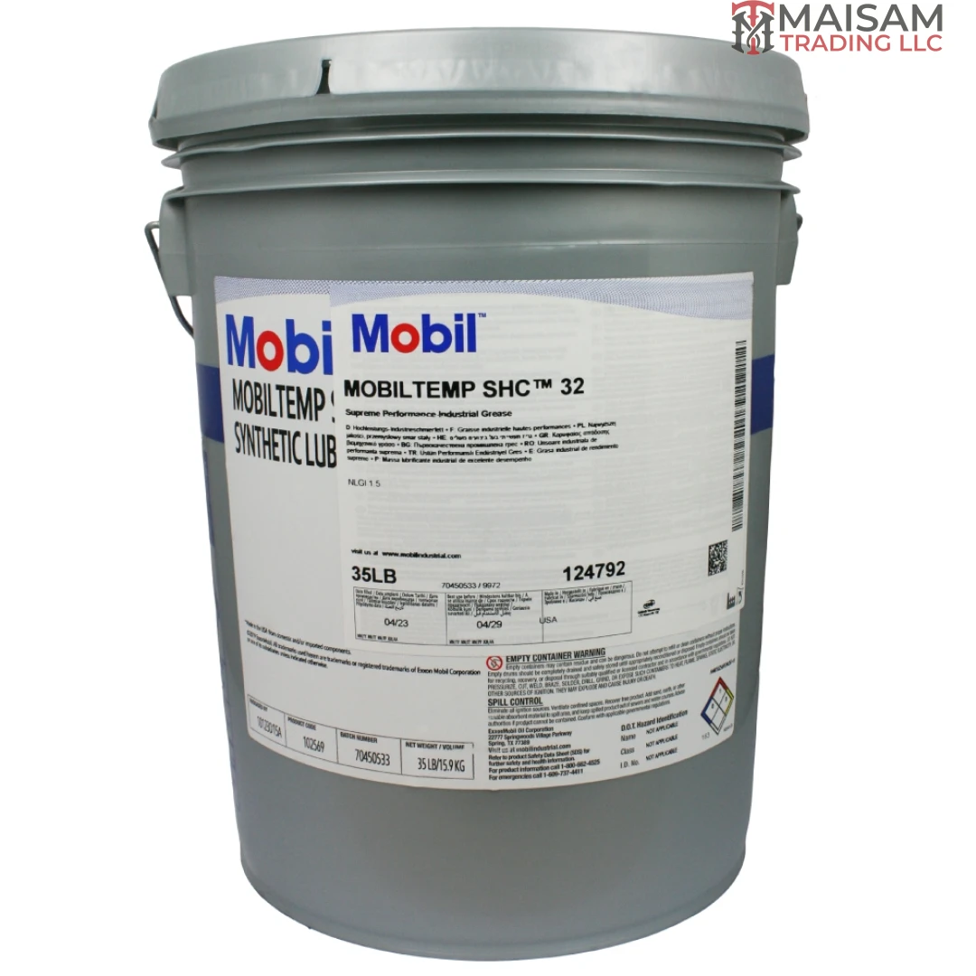 Mobil Mobiltemp SHC 32 Performance Antiwear Grease 16kg Bucket — available in UAE from Maisam Trading LLC