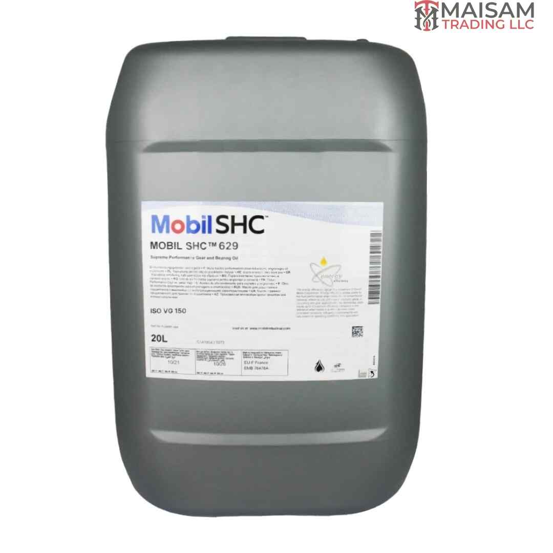 Mobil SHC 629 synthetic gear and bearing oil 20L canister — available in UAE from Maisam Trading LLC