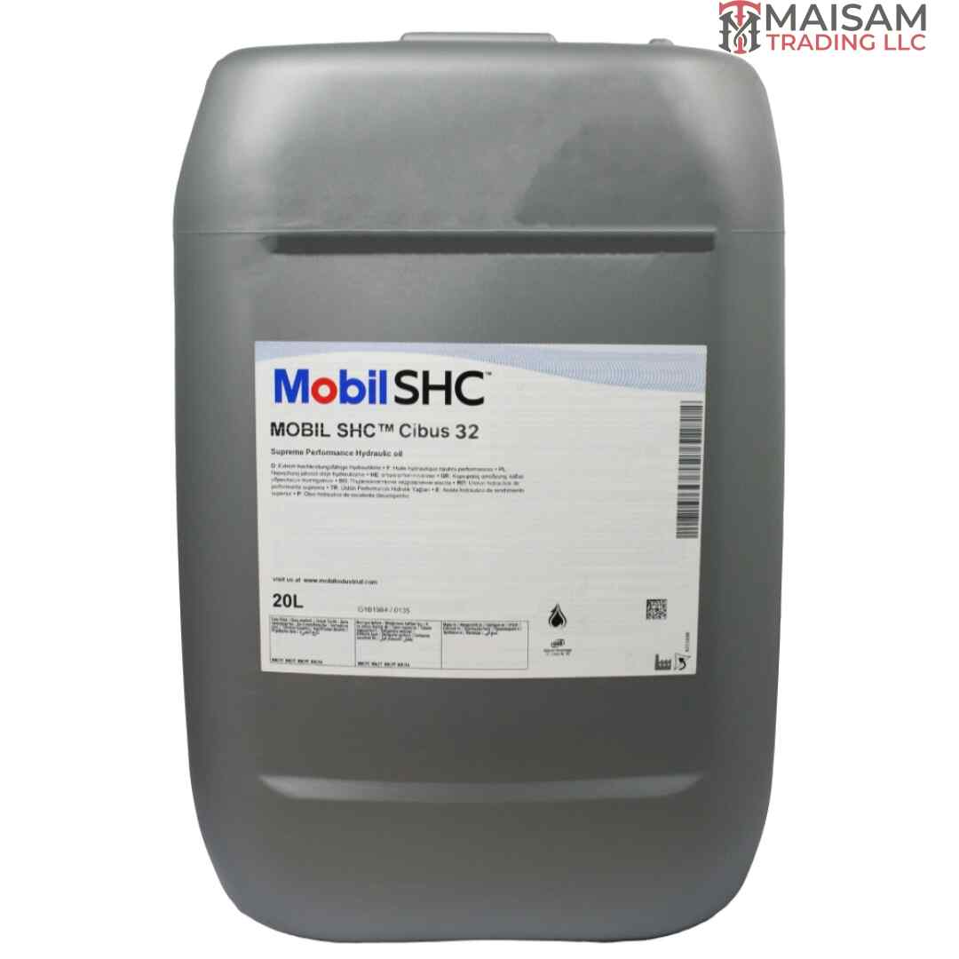 Mobil SHC Cibus 32 NSF H1 Food-Grade Hydraulic Oil 20L Canister — available in UAE from Maisam Trading LLC