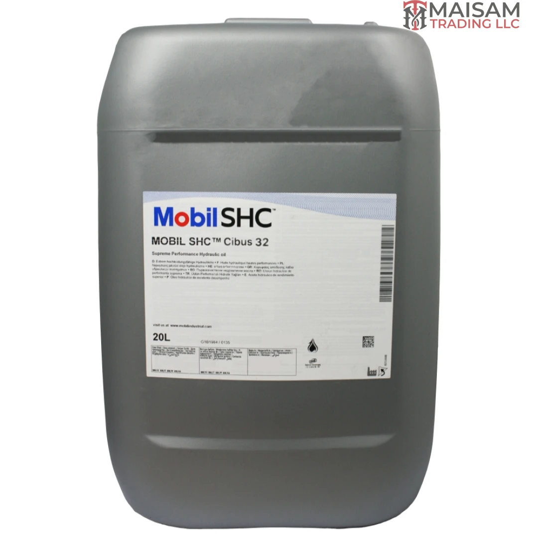 Mobil SHC Cibus 32 NSF H1 Food-Grade Hydraulic Oil 20L Canister — available in UAE from Maisam Trading LLC