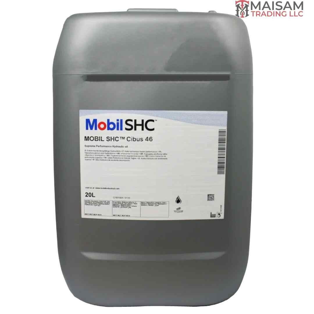 Mobil SHC Cibus 46 NSF H1 Food-Grade Hydraulic Oil 20L Canister — available in UAE from Maisam Trading LLC