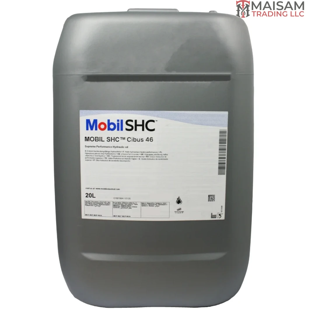 Mobil SHC Cibus 46 NSF H1 Food-Grade Hydraulic Oil 20L Canister — available in UAE from Maisam Trading LLC