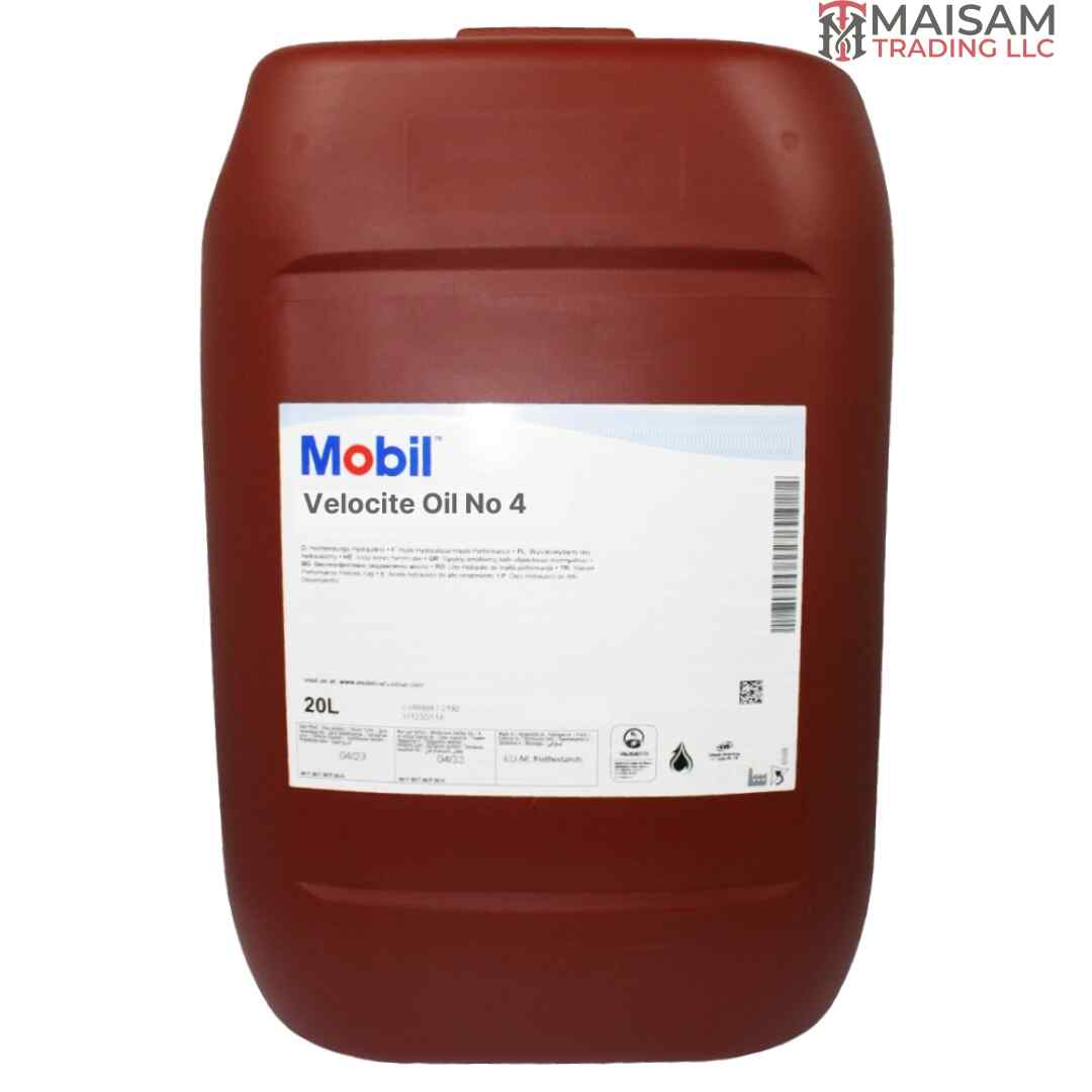 Mobil Velocite Oil No 4 high-speed spindle oil ISO VG 5 20L canister — available in UAE from Maisam Trading LLC