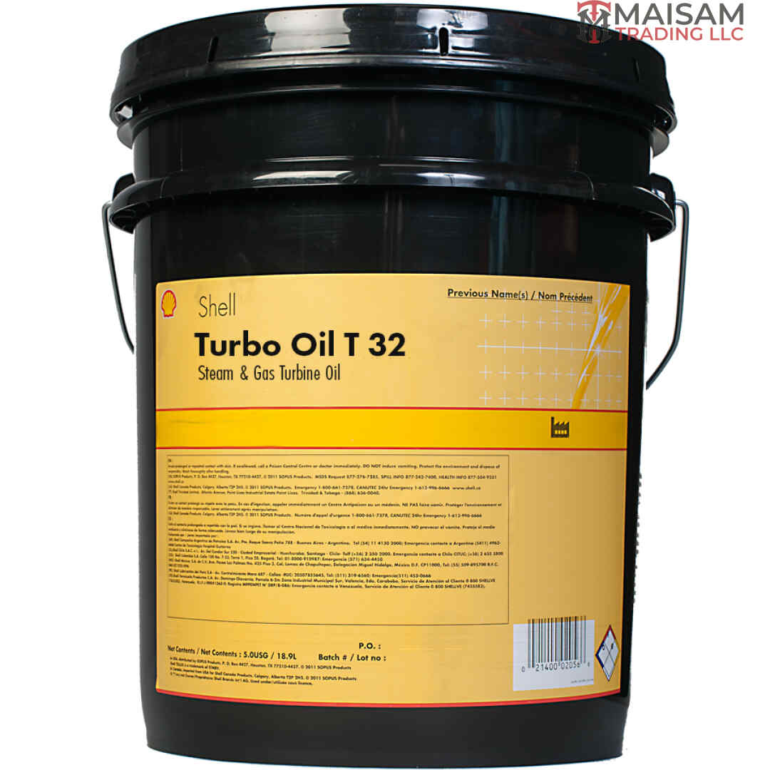 Shell Turbo Oil T 32 Steam and Gas Turbine Oil 5 Gallon (18.9L) Pail — available in UAE from Maisam Trading LLC