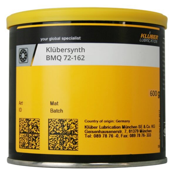 Kluber Klubersynth BMQ 72-162 Long-Term Lubricating Grease 600g Can